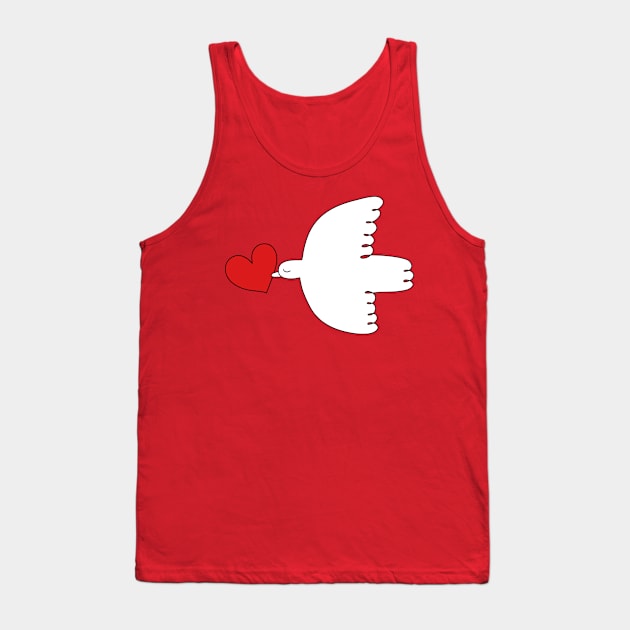 The Dove of Love - line drawn bird with a heart by Cecca Designs for Valentines Tank Top by Cecca